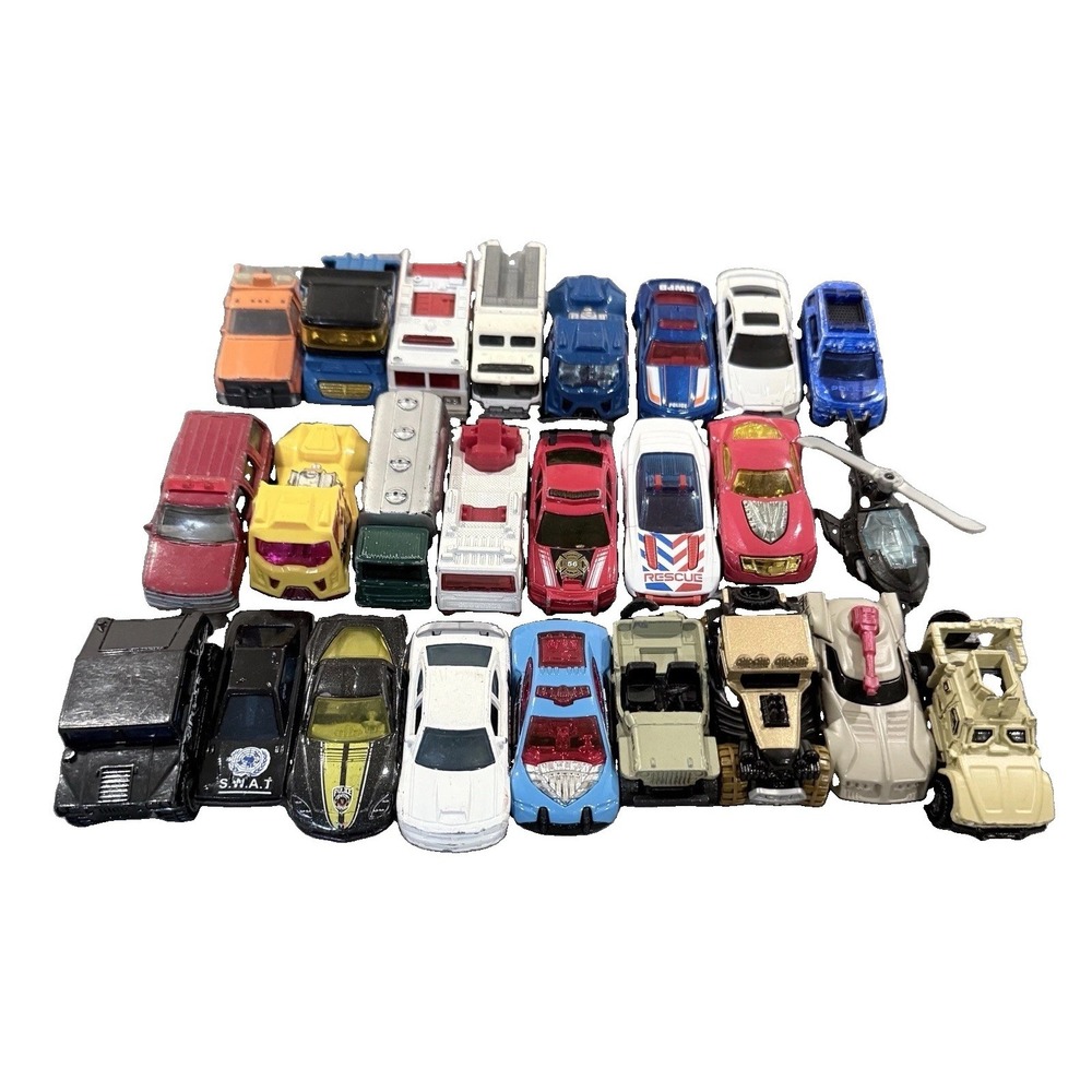 Lot of 25 Hot Wheels Matchbox Emergency Vehicles Police Fire SWAT Rescue 1:64